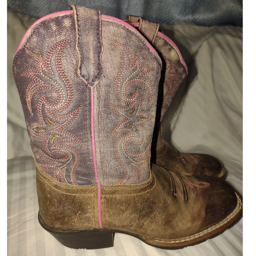 Dan Post Kids Pink Brown Leather Western Cowboy Boots 2947 Size 1D - Picture 3 of 10